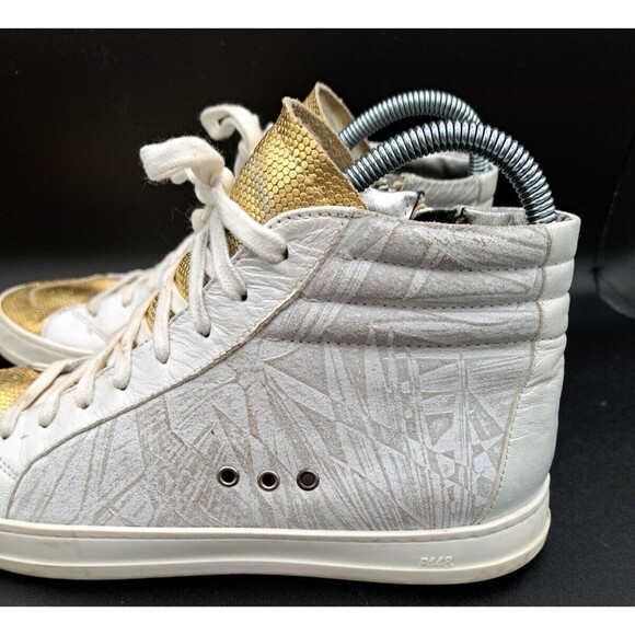 P448 Women's Palm High Top Sneaker Gold Toe Side Zip Euro 40/US 9 Designer Shoes - Picture 4 of 16